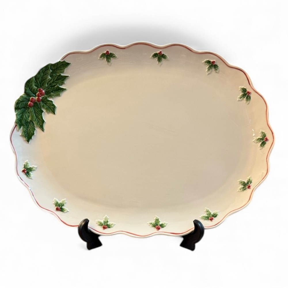 OTAGIRI Holly Collection by Mary Baker Holiday Serving Platter with Holly Design